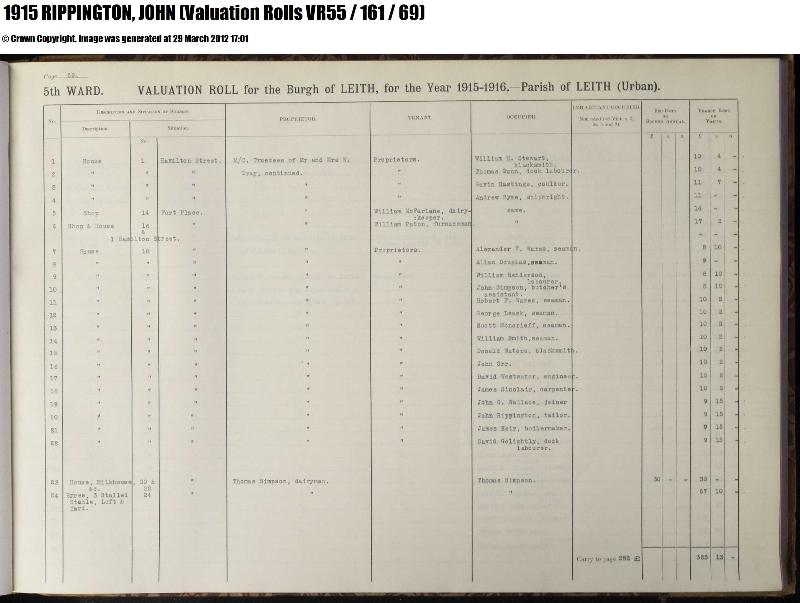 Rippington (John) 1915 Scotland Valuation Rolls